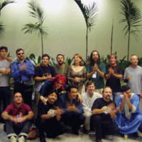 Akdeniz Orkestrası veda kokteylinde, 28 Ağustos 2005, Sao Paulo.